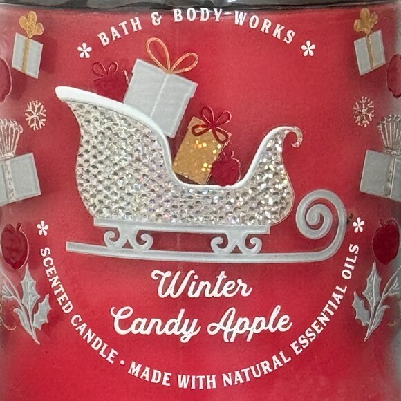 BBW Winter Candy Apple Bath & Body Works Mason Jar Single Wick Candle - Picture 3 of 10